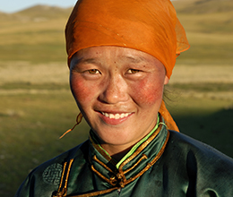 Beautiful young Mongolian lady in the late afternoon sun