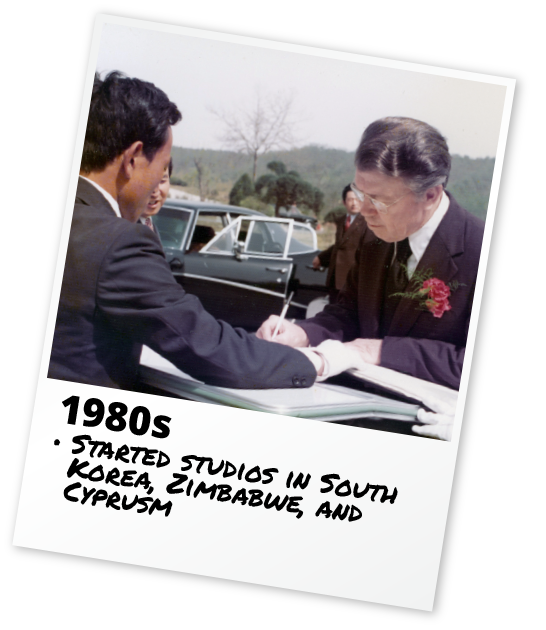 1980s — Studios in South Korea, Zimbabwe, and Cyprus